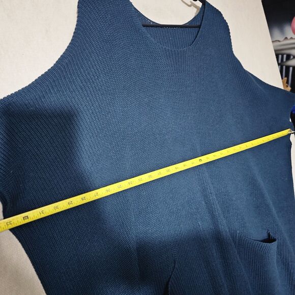 Cabi Flex Poncho Sweater Teal Size M/L Knit Pockets Batwings Oversized Stretchy - Picture 5 of 9